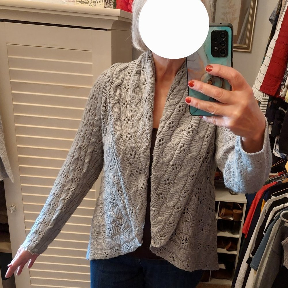 Apt. 9 Slimming, Large, Gray Shawl Collar Cardigan